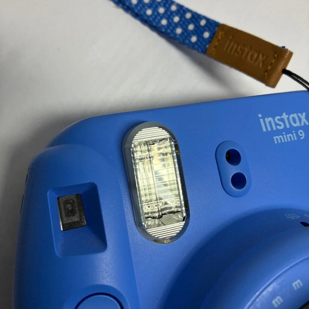 Fujifilm Instax Mini 9 Instant Film Camera Cobalt Blue with Polka Dot Strap